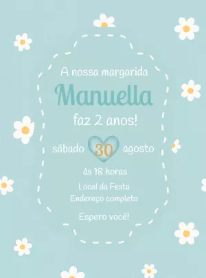 Convite Aniversário Margaridas Delicado para Editar Online