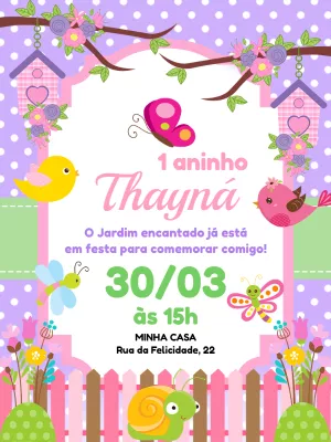 Invitación de cumpleaños Jardín encantado – Estático – Pedro Henrique