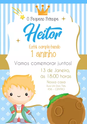Convite Aniversário Pequeno Príncipe para Editar Online