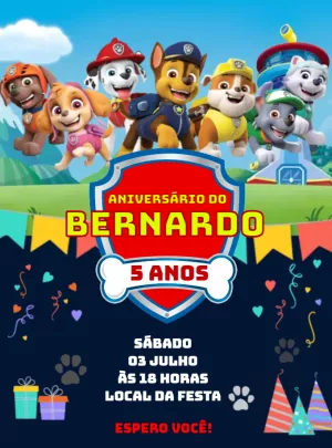 Invito di compleanno Paw Patrol – Statico – Renata Designer