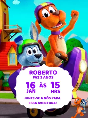 Convite Aniversário Vai, Cachorro. Vai! para Editar Online