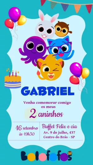 Convite de Aniversário Bolofofos com Personagens para Editar
