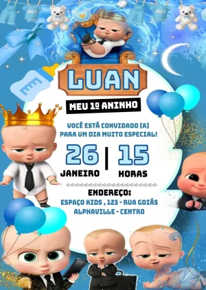 Convite Aniversário Poderoso Chefinho para Editar Online
