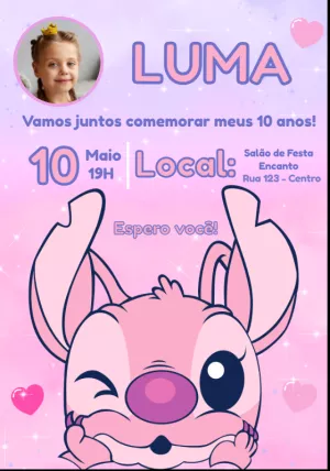 Stitch Birthday Invitation – Static – Convites e Artes Digitais