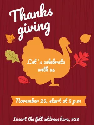 Editable Thanksgiving Invitation with Turkey to Customize Online