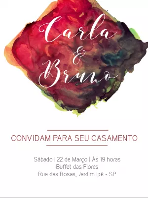 Convite de Casamento Aquarela para Editar e Imprimir