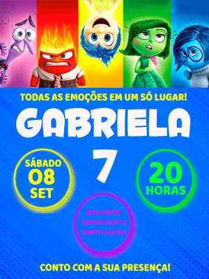Convite de Aniversário DivertidaMente com Personagens para Editar