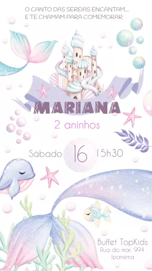 Convite Aniversário Fundo do Mar Aquarela para Editar