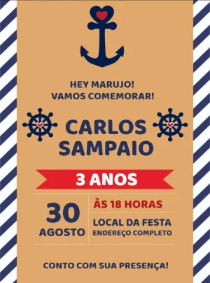 Convite de Aniversário Marinheiro Editável Online