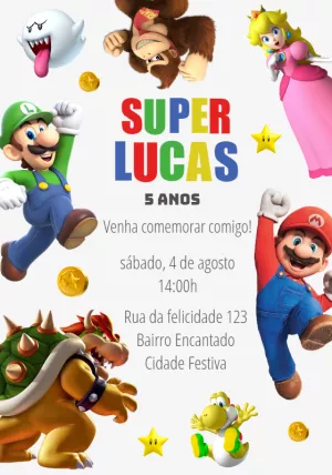Invito di compleanno Super Mario – Statico – Cindy