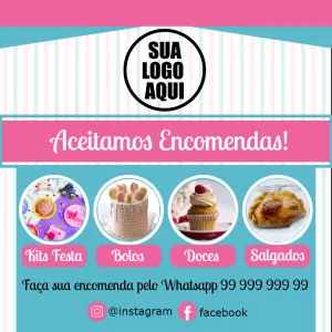 Post Editável de Doces e Festas para Divulgar seu Negócio