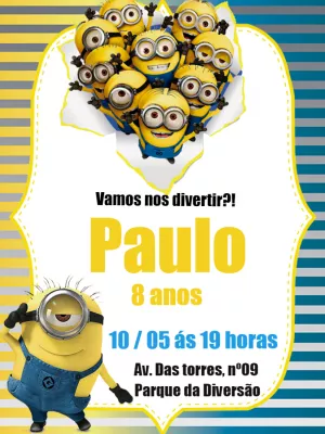 Convite de Aniversário Minions para Editar Online