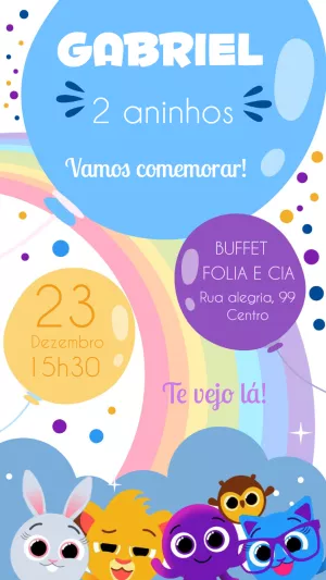 Invitación de cumpleaños Bolofofos – Estático – Felicity Artes