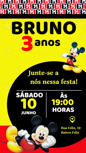 Mickey Mouse Birthday Invitation – Static – Seu Convite Personalizado