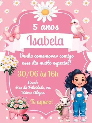 Invitación de cumpleaños Jardín encantado – Estático – Gley Leobas