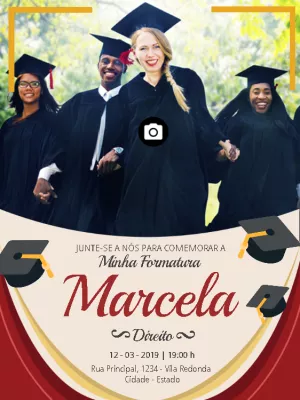 Convite de Formatura com Foto para Editar e Personalizar