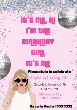 Pop Star Birthday Invitation Template to Edit Online