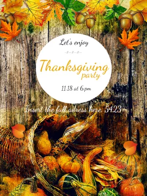 Rustic Thanksgiving Party Invitation to Edit Online