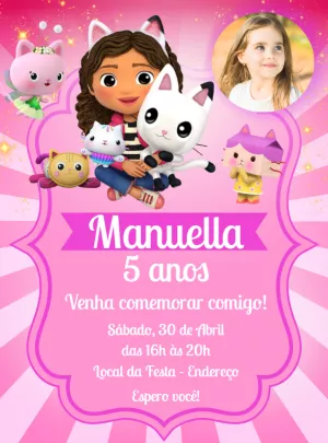 Invitación de cumpleaños La casa de muñecas de Gabby – Estático – Decore Arte
