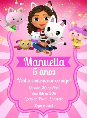 Convite de Aniversário A Casa Mágica da Gabby para Editar