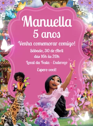 Convite de Aniversário Encanto com Isabela para Editar Online