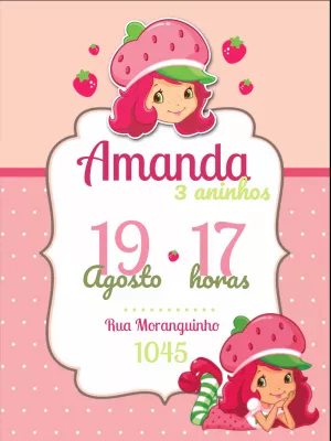 Convite de Aniversário Moranguinho para Editar Online e Imprimir