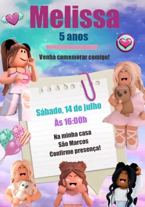 Invito di compleanno Roblox – Statico – Cindy