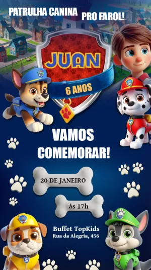 Invito di compleanno Paw Patrol – Statico – Felicity Artes