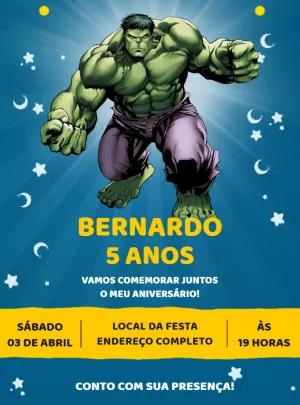 Convite de Aniversário do Incrível Hulk para Editar Online
