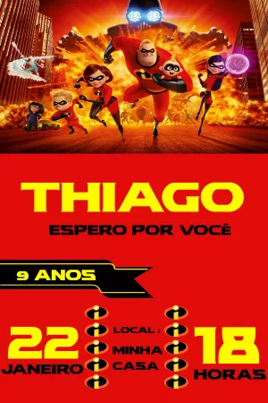 Convite de Aniversário Os Incríveis para Editar e Imprimir