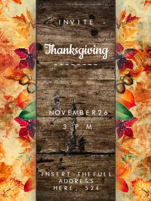 Rustic Thanksgiving Invitation Template to Edit Online