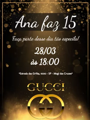 Convite de Aniversário Tema Grife de Luxo para Editar Online