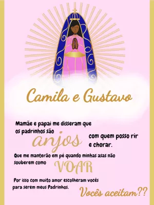 Convite Padrinhos Nossa Senhora Aparecida para Editar Online
