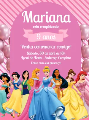 Invitación de cumpleaños Princesas – Estático – Decore Arte