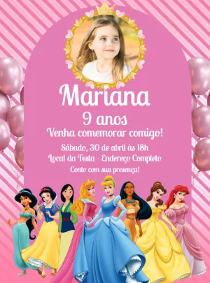 Invitación de cumpleaños Princesas – Estático – Decore Arte