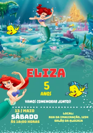 Invito di compleanno La Sirenetta – Statico – Convites Personalizados