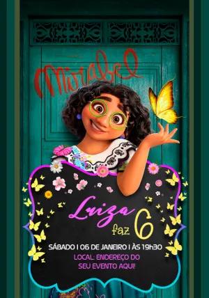 Convite de Aniversário Encanto Mirabel para Editar Online