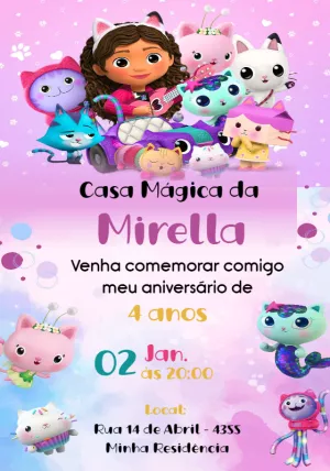 Convite Aniversário Casa Mágica da Gabby Editável Online