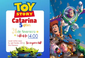 Convite de Aniversário Toy Story com Personagens para Editar