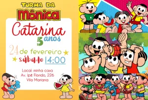 Invitation d'anniversaire Turma da Mônica – Statique – ig: @illustragio