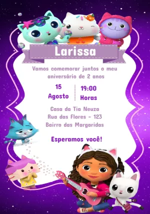 Invitación de cumpleaños La casa de muñecas de Gabby – Estático – Convites Personalizados