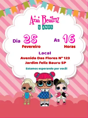 Convite de Aniversário Lol Surprise para Editar Online