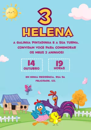 Galinha Pintadinha生日邀请函 – 静态 – Erica Designer