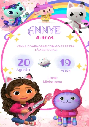 Invitación de cumpleaños La casa de muñecas de Gabby – Estático – Convites Personalizados