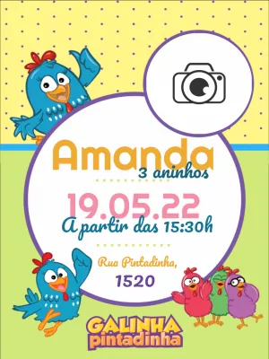 Galinha Pintadinha Birthday Invitation – Static – Amora Arte e Design