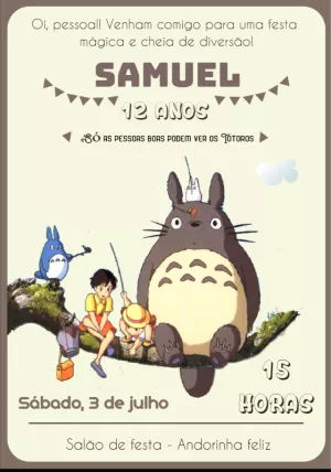 Convite Aniversário Meu Amigo Totoro para Editar Online