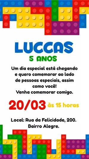 Convite Aniversário Blocos de Montar para Editar Online