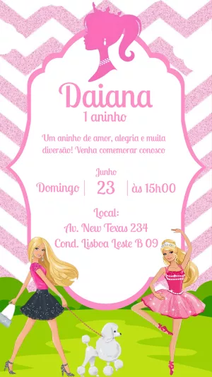 Invitación de cumpleaños Barbie – Estático – Gisele