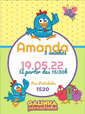 Galinha Pintadinha Birthday Invitation – Static – Amora Arte e Design