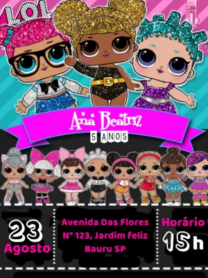Convite de Aniversário LOL Surprise para Editar Online